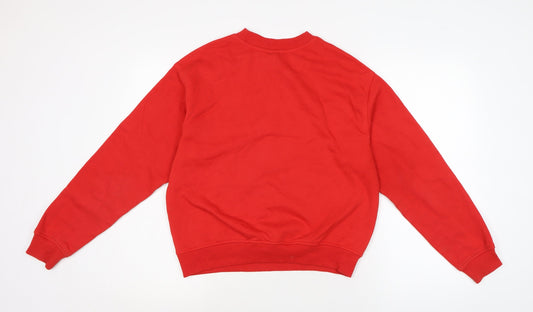 Divided Womens Red Cotton Pullover Sweatshirt Size M