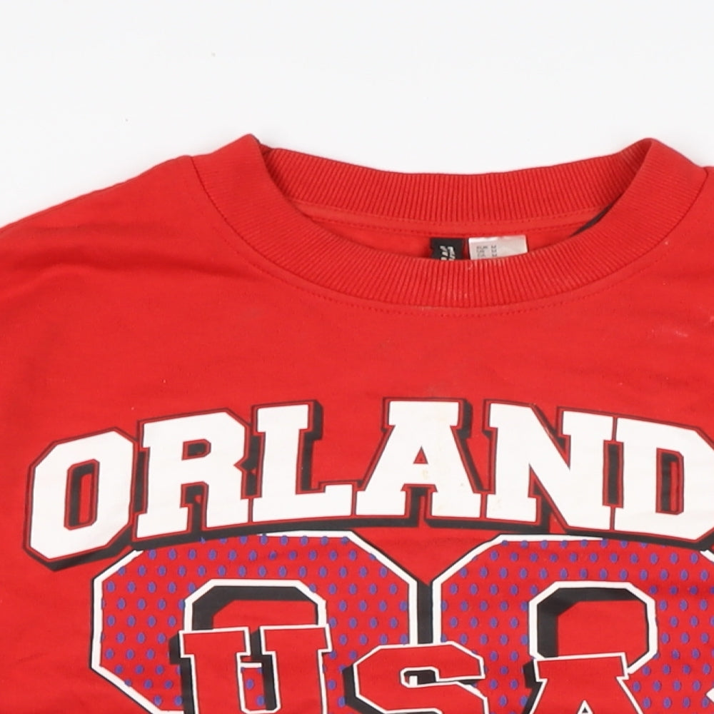 Divided Womens Red Cotton Pullover Sweatshirt Size M