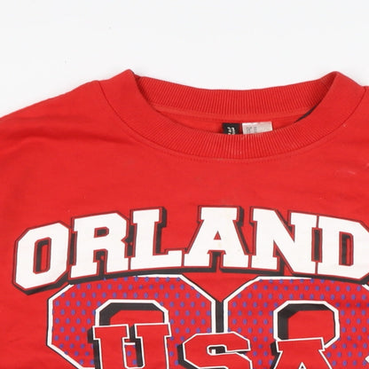 Divided Womens Red Cotton Pullover Sweatshirt Size M