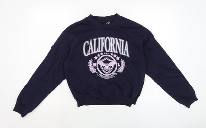 Divided Womens Blue Cotton Pullover Sweatshirt Size S