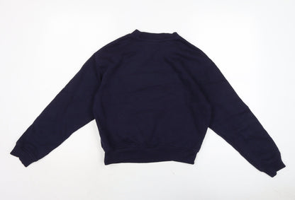 Divided Womens Blue Cotton Pullover Sweatshirt Size S