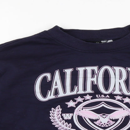 Divided Womens Blue Cotton Pullover Sweatshirt Size S