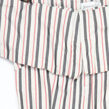Warehouse Womens Multicoloured Striped Cotton A-Line Size 8 Square Neck