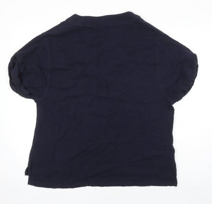 Woman Womens Blue 100% Cotton Tunic Blouse Size 12 V-Neck