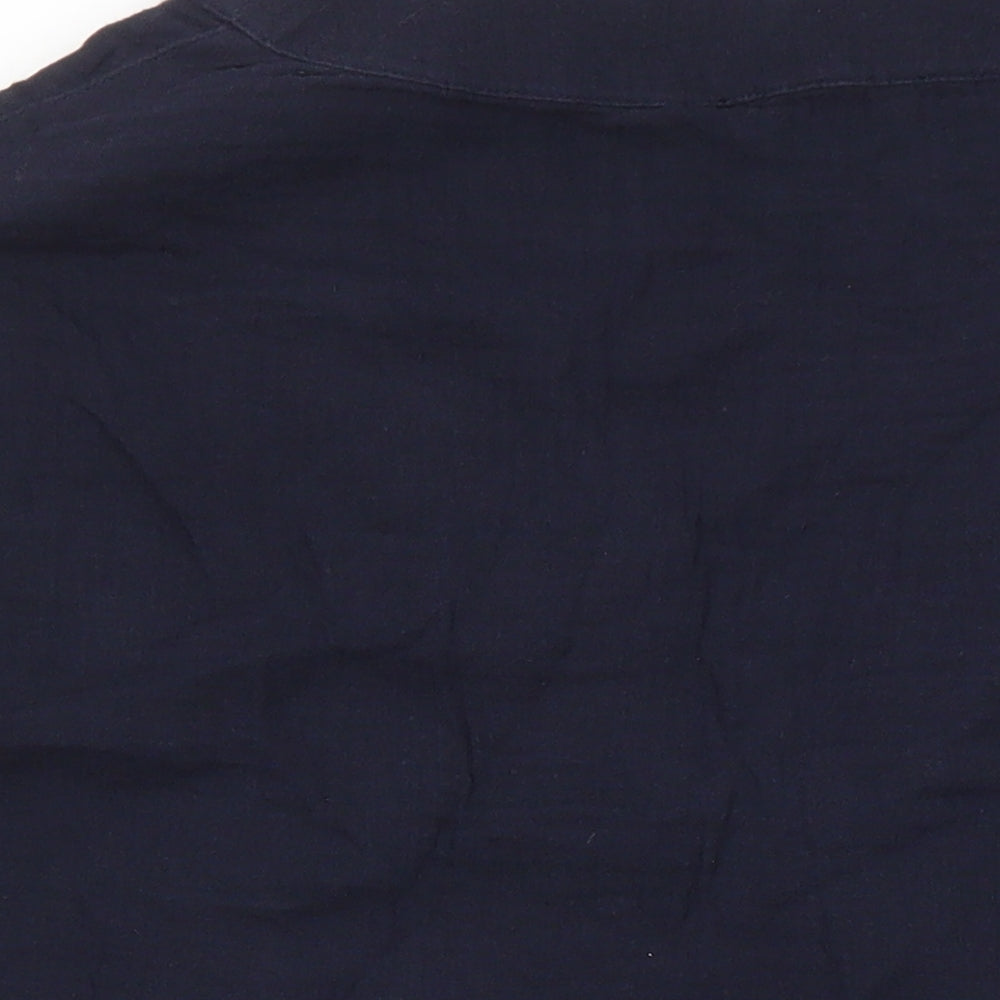 Woman Womens Blue 100% Cotton Tunic Blouse Size 12 V-Neck