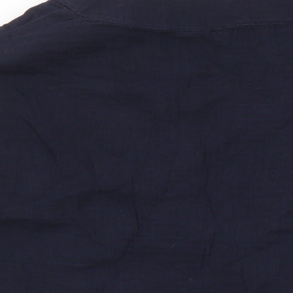 Woman Womens Blue 100% Cotton Tunic Blouse Size 12 V-Neck