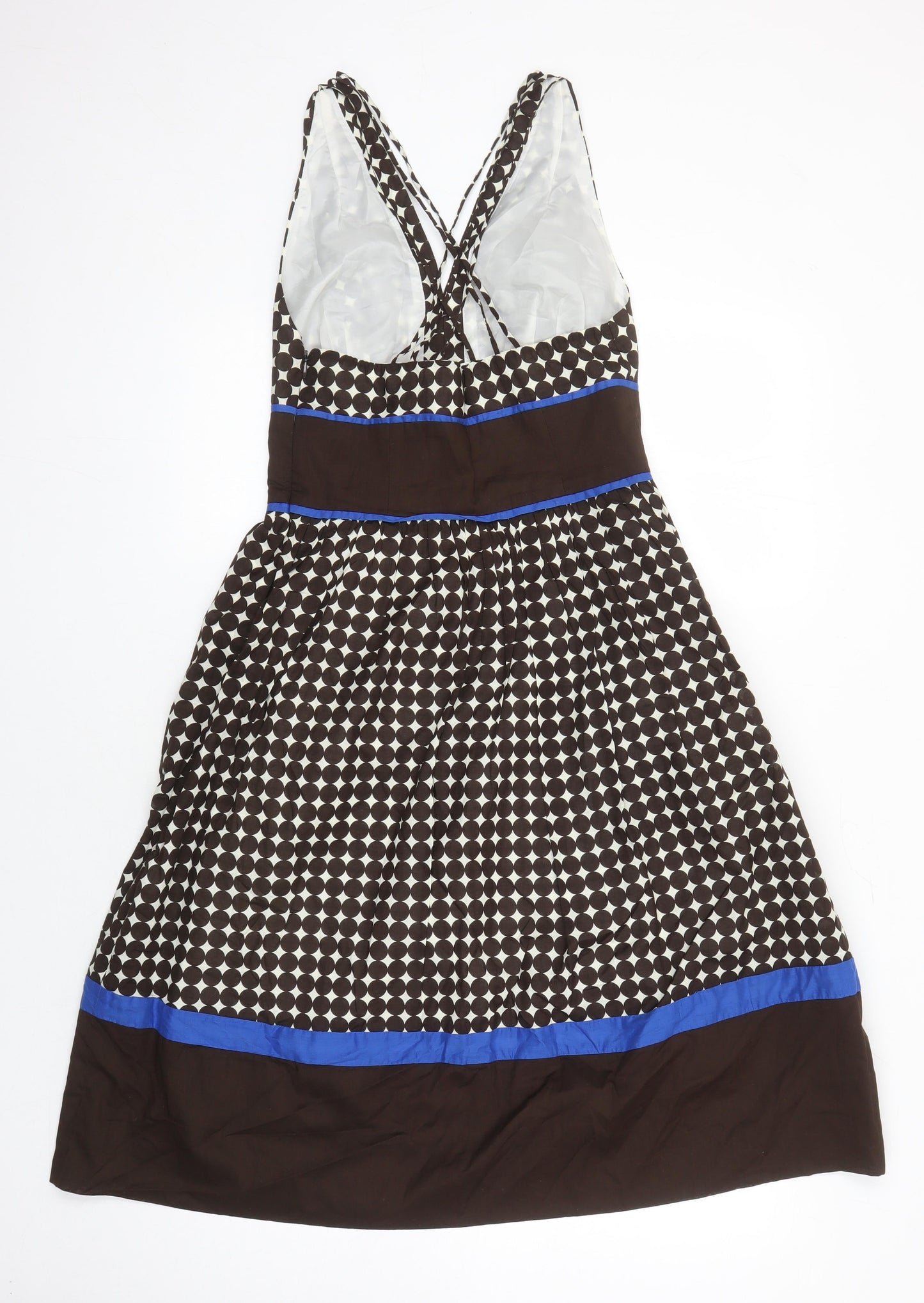 NEXT Womens Ivory Geometric Cotton A-Line Size 8 Sweetheart Zip