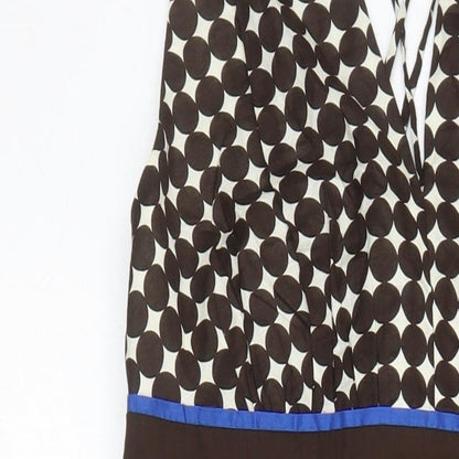 NEXT Womens Ivory Geometric Cotton A-Line Size 8 Sweetheart Zip