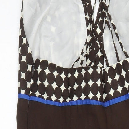 NEXT Womens Ivory Geometric Cotton A-Line Size 8 Sweetheart Zip