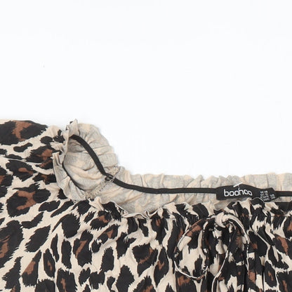 Boohoo Womens Multicoloured Animal Print Viscose Playsuit One-Piece Size 10