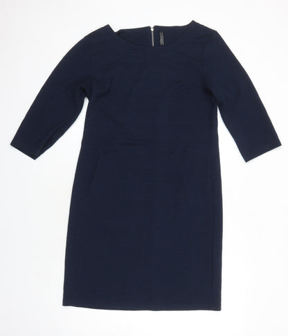 FreeQuent Womens Blue Polyester Shift Size 8 Boat Neck