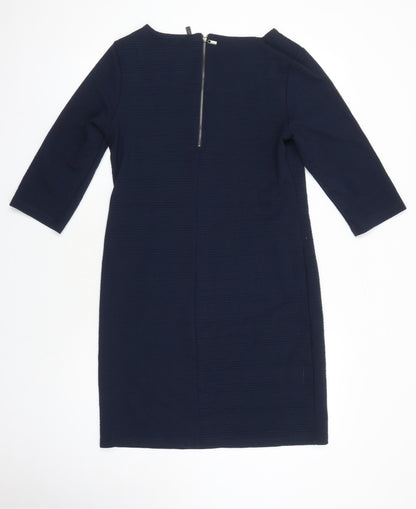 FreeQuent Womens Blue Polyester Shift Size 8 Boat Neck