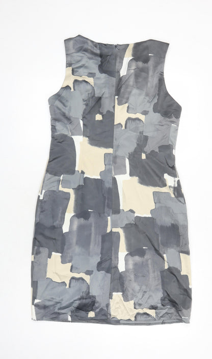 Wallis Womens Multicoloured Geometric Polyester Pencil Dress Size 12 Boat Neck