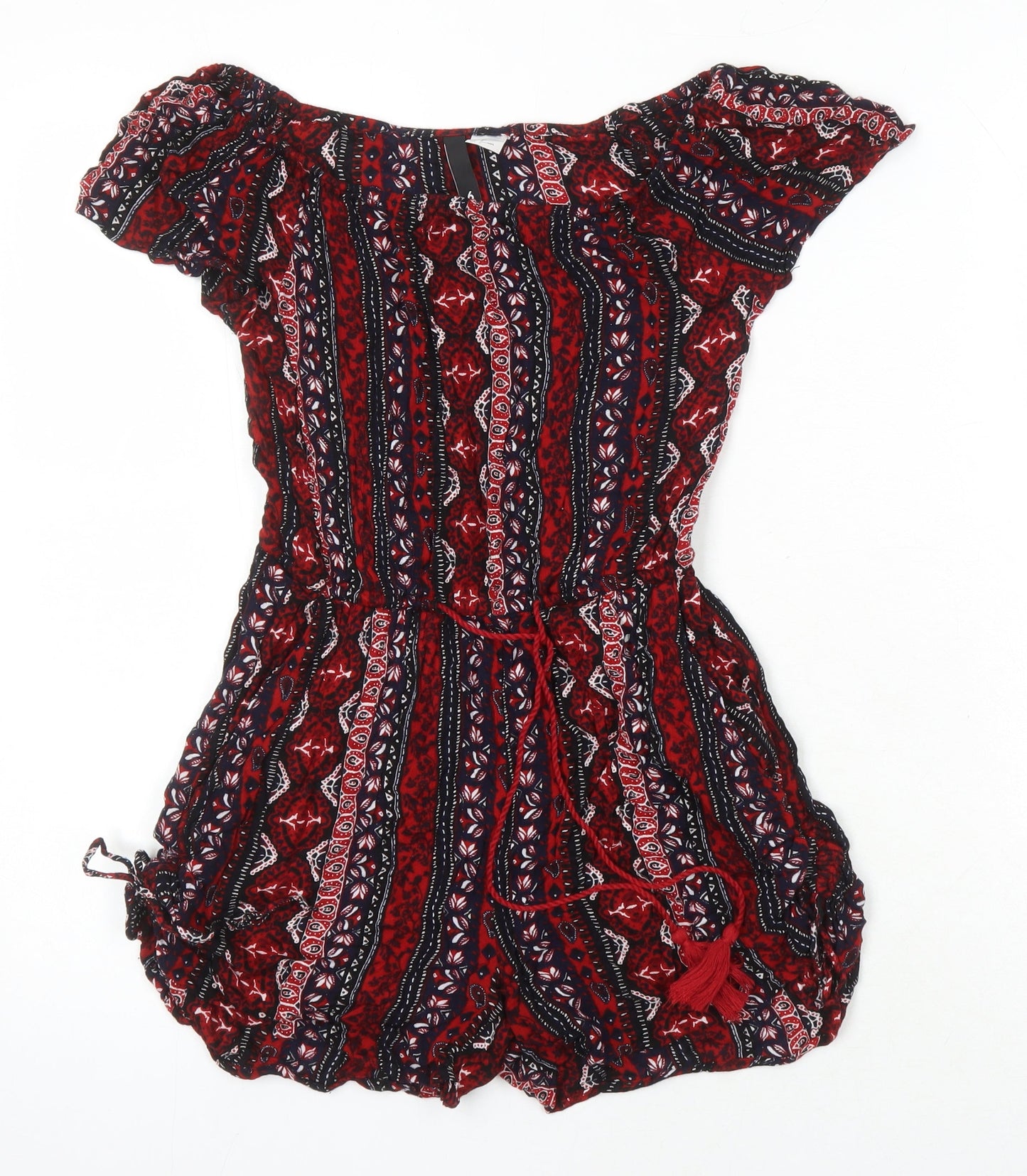 H&M Womens Multicoloured Geometric Viscose Playsuit One-Piece Size 4