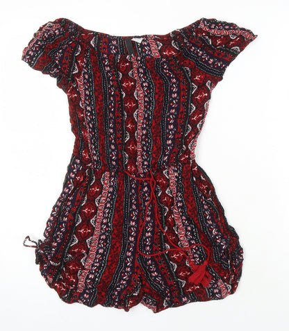 H&M Womens Multicoloured Geometric Viscose Playsuit One-Piece Size 4