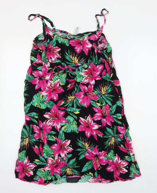 BHS Womens Multicoloured Floral Viscose Shift Size 16 Boat Neck
