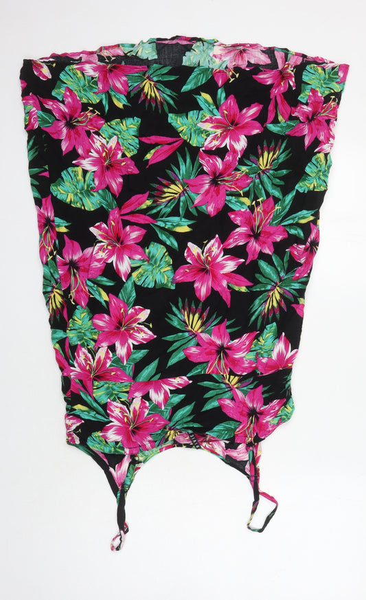 BHS Womens Multicoloured Floral Viscose Shift Size 16 Boat Neck