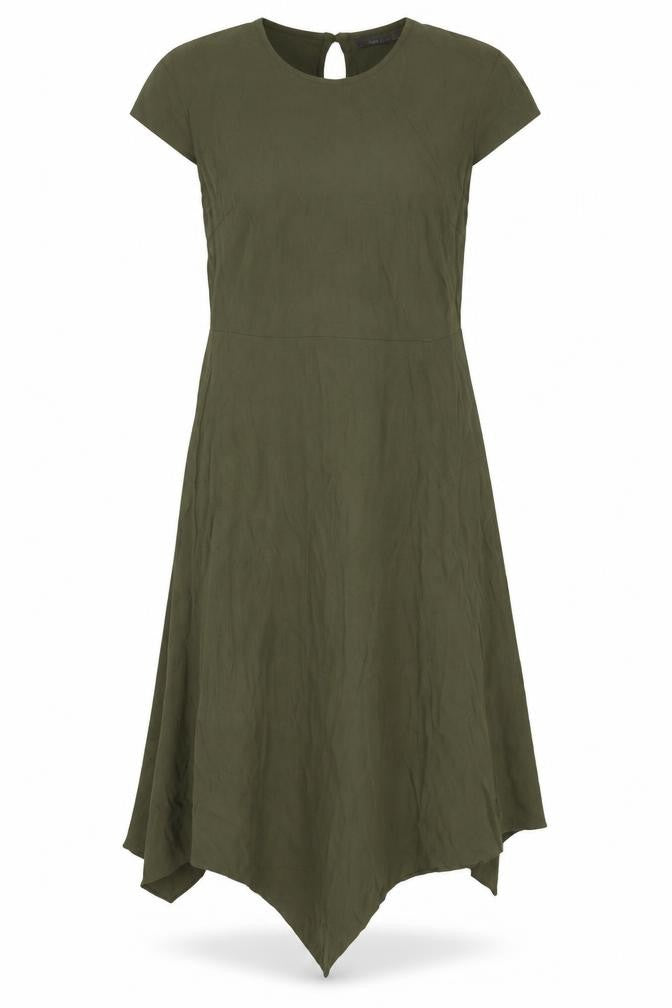 M&S Womens Green Viscose Shift Size 12 Boat Neck