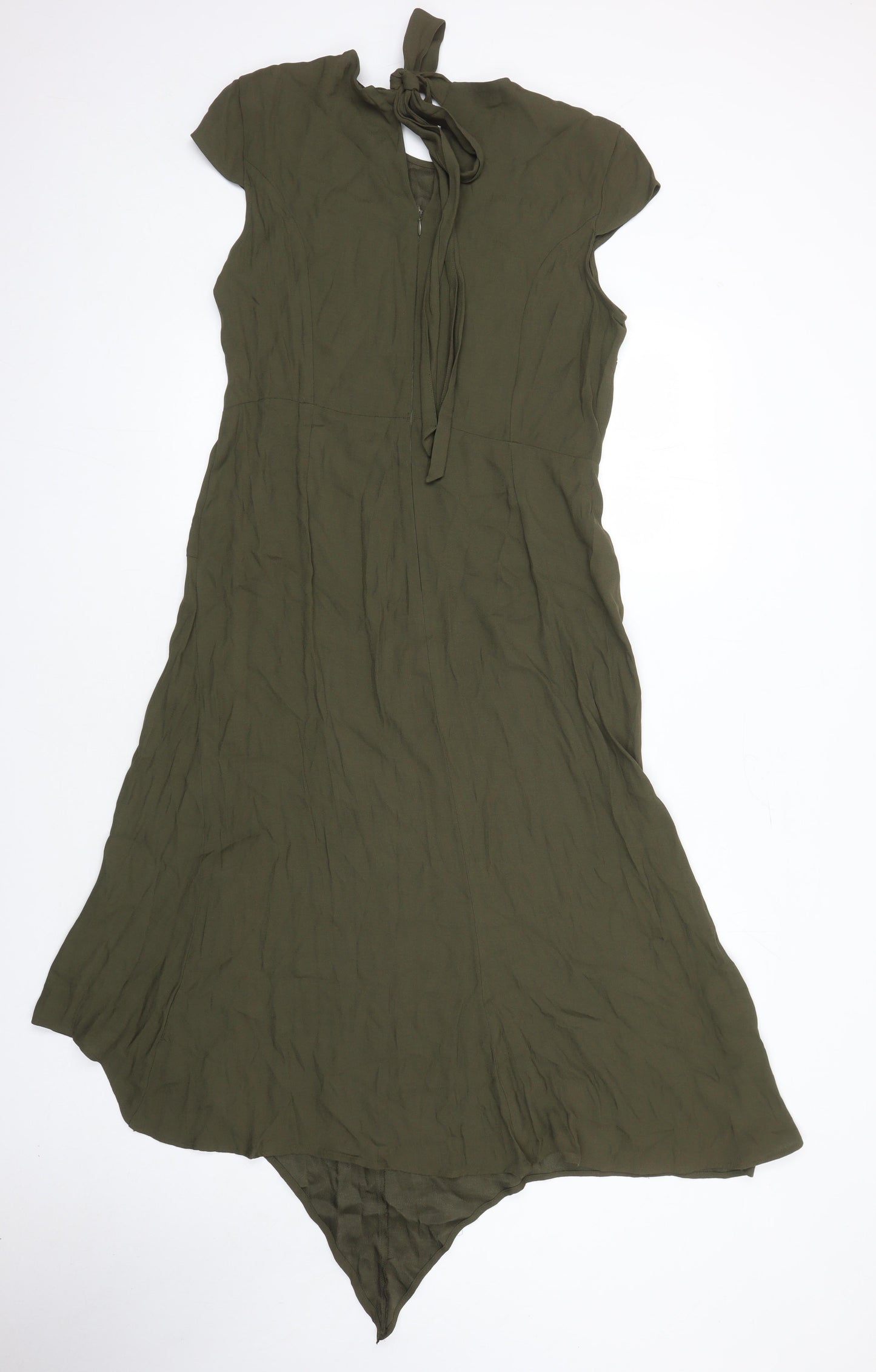 M&S Womens Green Viscose Shift Size 12 Boat Neck