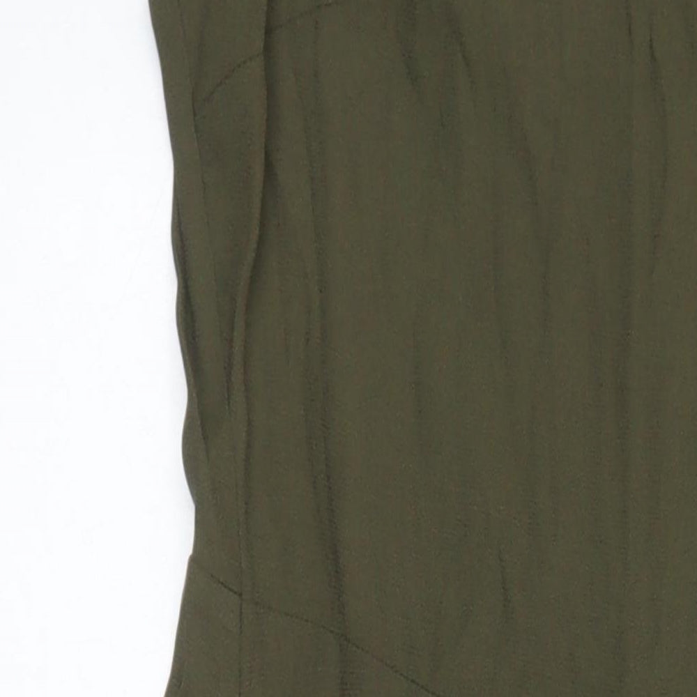 M&S Womens Green Viscose Shift Size 12 Boat Neck