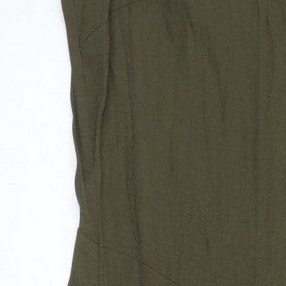 M&S Womens Green Viscose Shift Size 12 Boat Neck