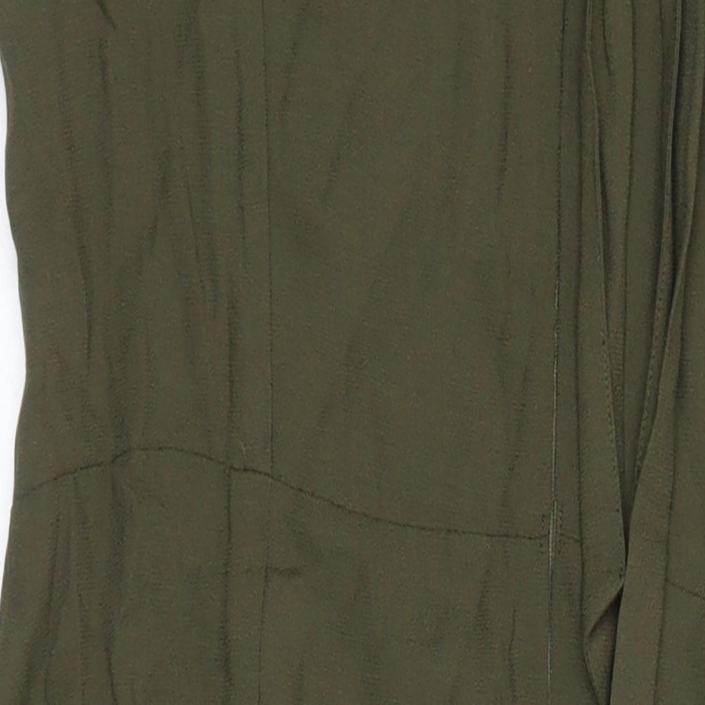 M&S Womens Green Viscose Shift Size 12 Boat Neck