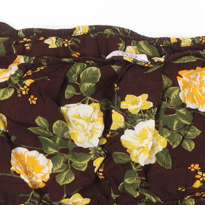 Miss Selfridge Womens Multicoloured Floral Viscose Cropped Blouse Size 10 Boat Neck