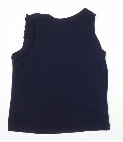 M&S Womens Blue Polyester Tunic Blouse Size 16 Boat Neck