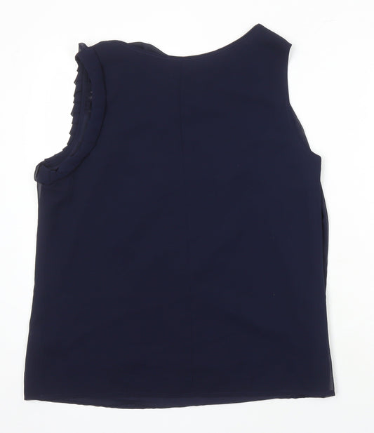 M&S Womens Blue Polyester Tunic Blouse Size 16 Boat Neck