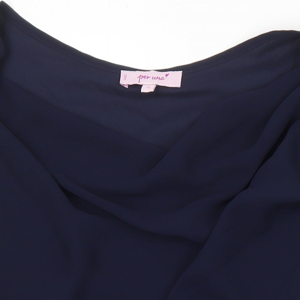 M&S Womens Blue Polyester Tunic Blouse Size 16 Boat Neck