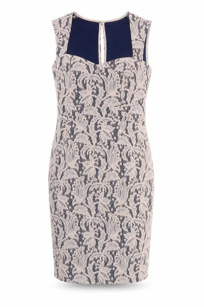 NEXT Womens Multicoloured Polyester Pencil Dress Size 10 Sweetheart Zip - Lace Overlay