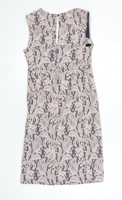 NEXT Womens Multicoloured Polyester Pencil Dress Size 10 Sweetheart Zip - Lace Overlay