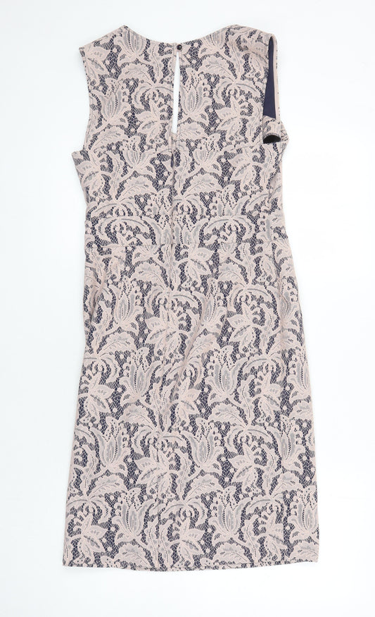 NEXT Womens Multicoloured Polyester Pencil Dress Size 10 Sweetheart Zip - Lace Overlay