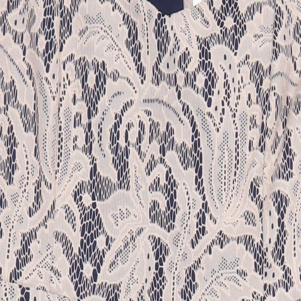 NEXT Womens Multicoloured Polyester Pencil Dress Size 10 Sweetheart Zip - Lace Overlay