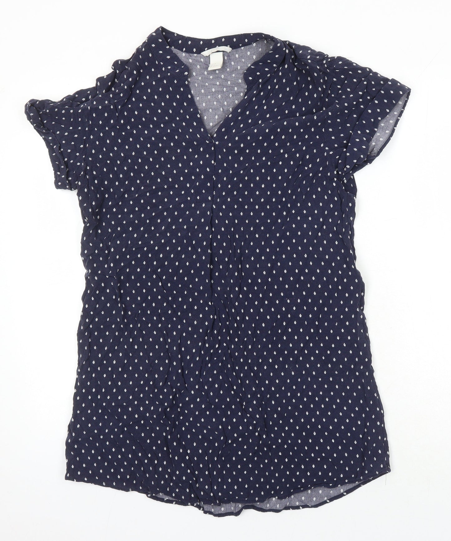 Womens UK Size 10 H&M Blue Tunic Blouse
