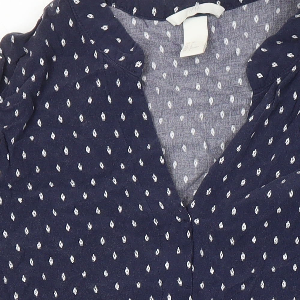 Womens UK Size 10 H&M Blue Tunic Blouse