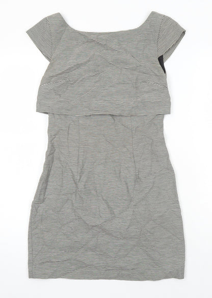 French Connection Womens Multicoloured Striped Cotton Pencil Dress Size 8 Boat Neck