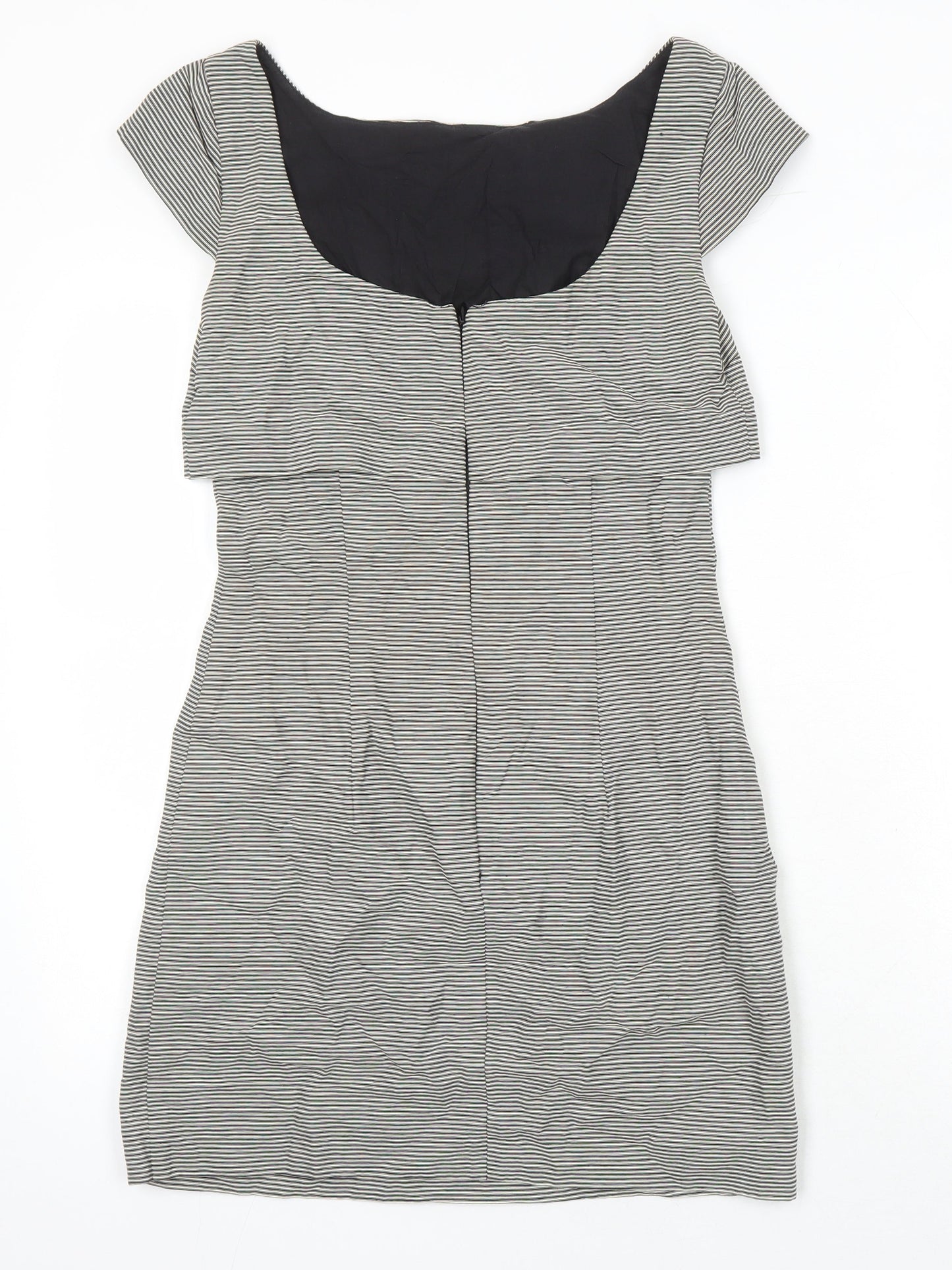 French Connection Womens Multicoloured Striped Cotton Pencil Dress Size 8 Boat Neck