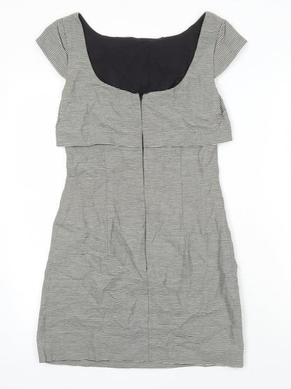 French Connection Womens Multicoloured Striped Cotton Pencil Dress Size 8 Boat Neck