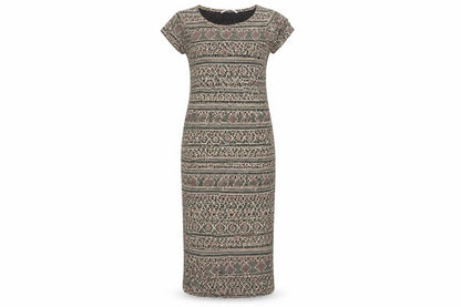 New Look Womens Multicoloured Geometric Viscose Pencil Dress Size 8 Boat Neck