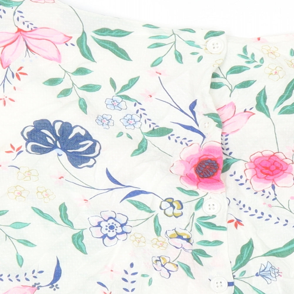 M&S Womens Multicoloured Floral Trivinyl Tunic Blouse Size 12 Boat Neck