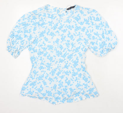 M&S Womens Multicoloured Floral Viscose Tunic Blouse Size 10 Roll Neck