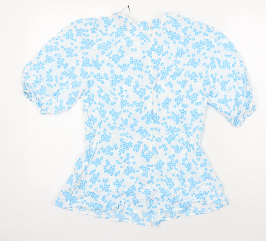 M&S Womens Multicoloured Floral Viscose Tunic Blouse Size 10 Roll Neck