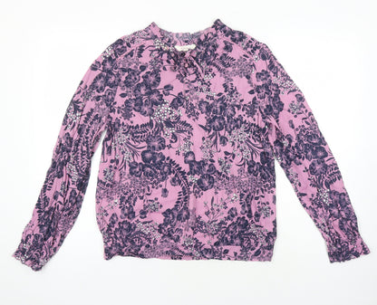 M&S Womens Multicoloured Floral Viscose Tunic Blouse Size 10 Collared
