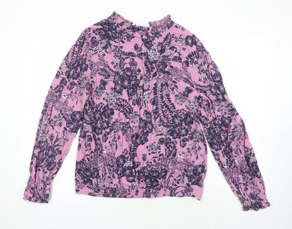 M&S Womens Multicoloured Floral Viscose Tunic Blouse Size 10 Collared