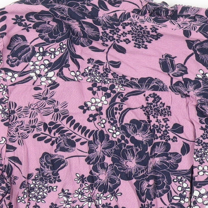 M&S Womens Multicoloured Floral Viscose Tunic Blouse Size 10 Collared