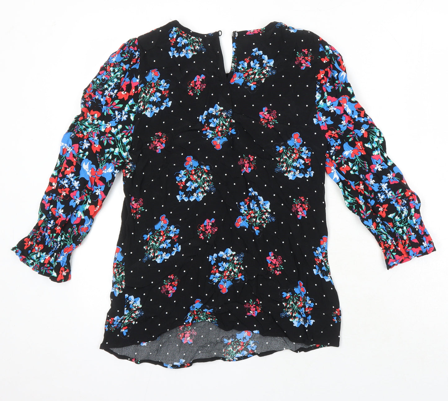 M&S Womens Multicoloured Floral Viscose Tunic Blouse Size 6 Boat Neck