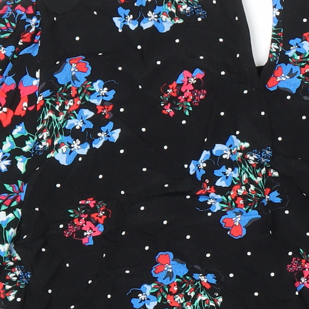 M&S Womens Multicoloured Floral Viscose Tunic Blouse Size 6 Boat Neck