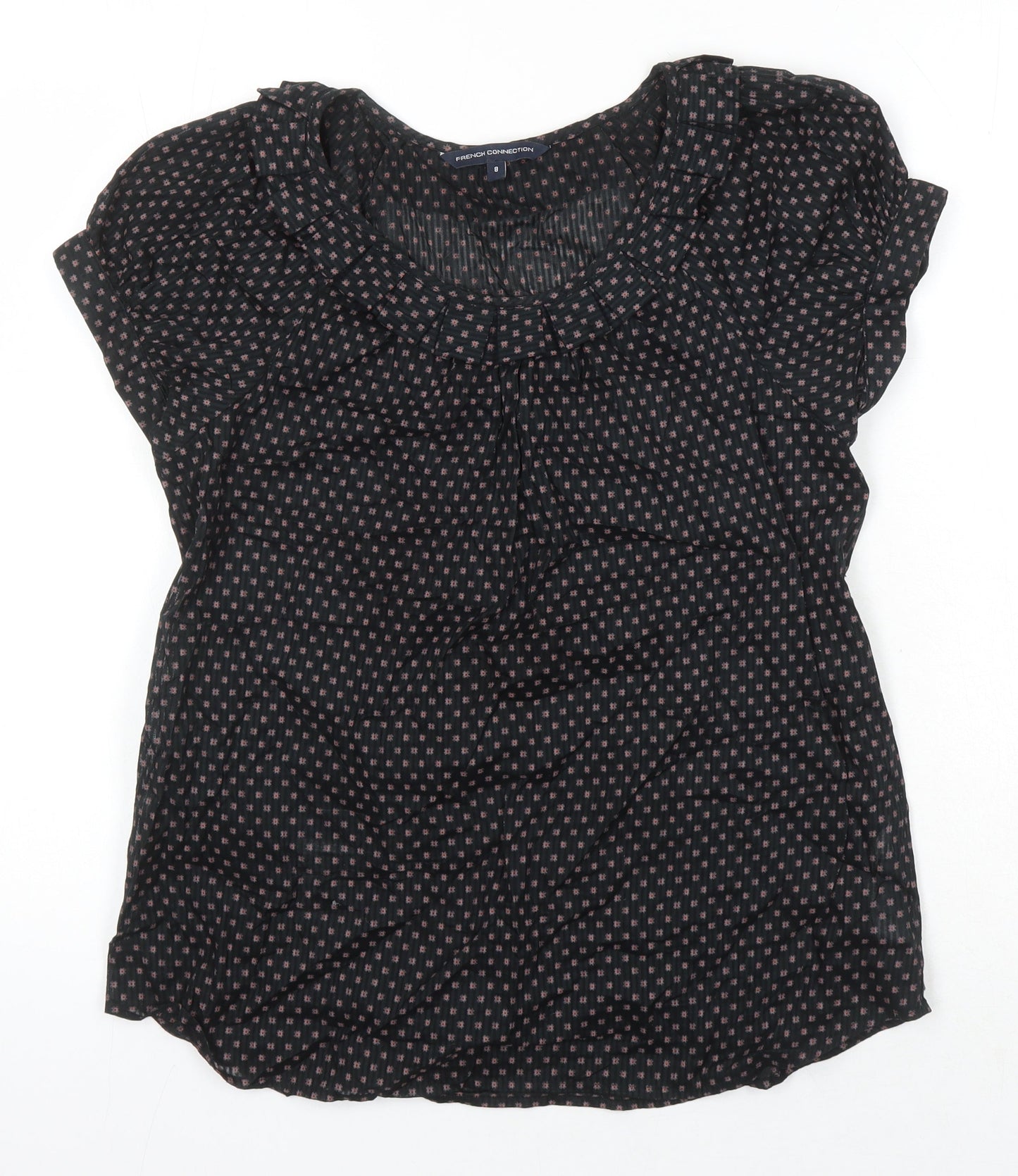 Womens UK Size 8 French Connection Black Tunic Blouse