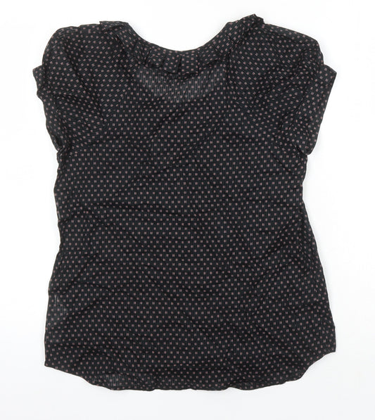 French Connection Womens Black 100% Cotton Tunic Blouse Size 8 Round Neck